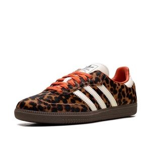 Adidas Leopard Pattern Sneakers with Red Highlights